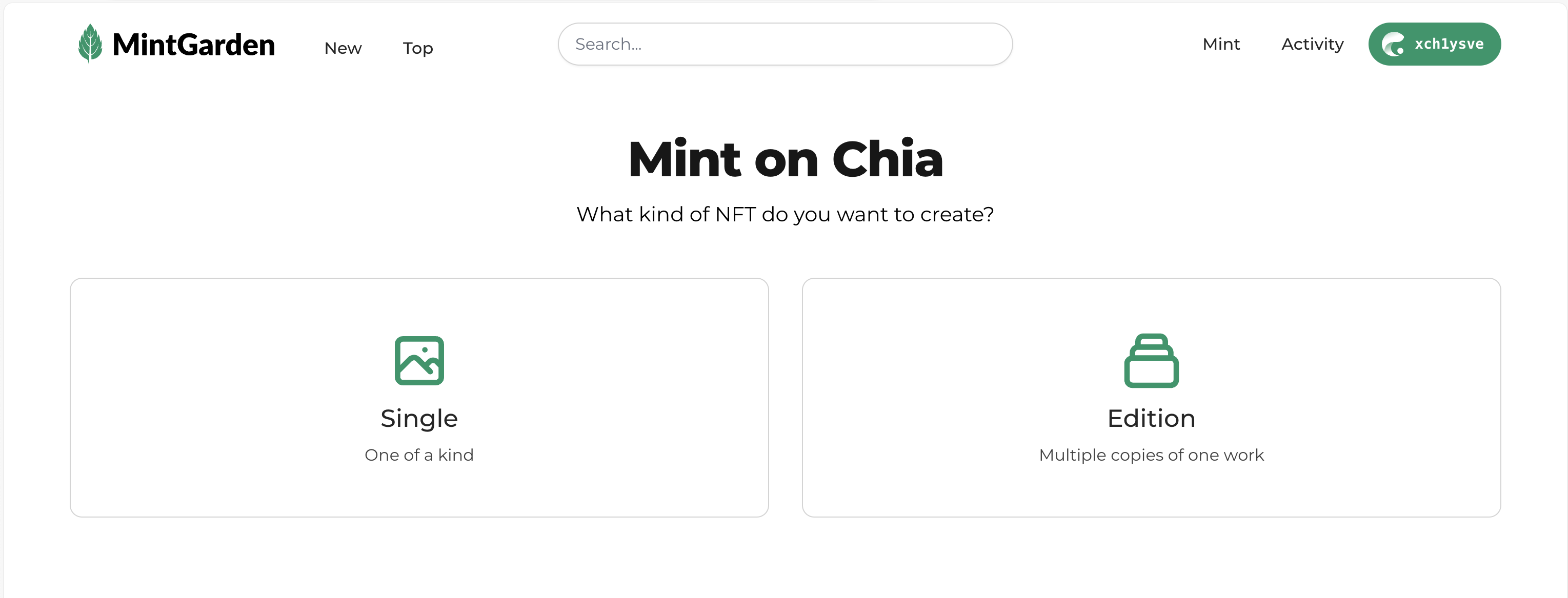 minting type selection