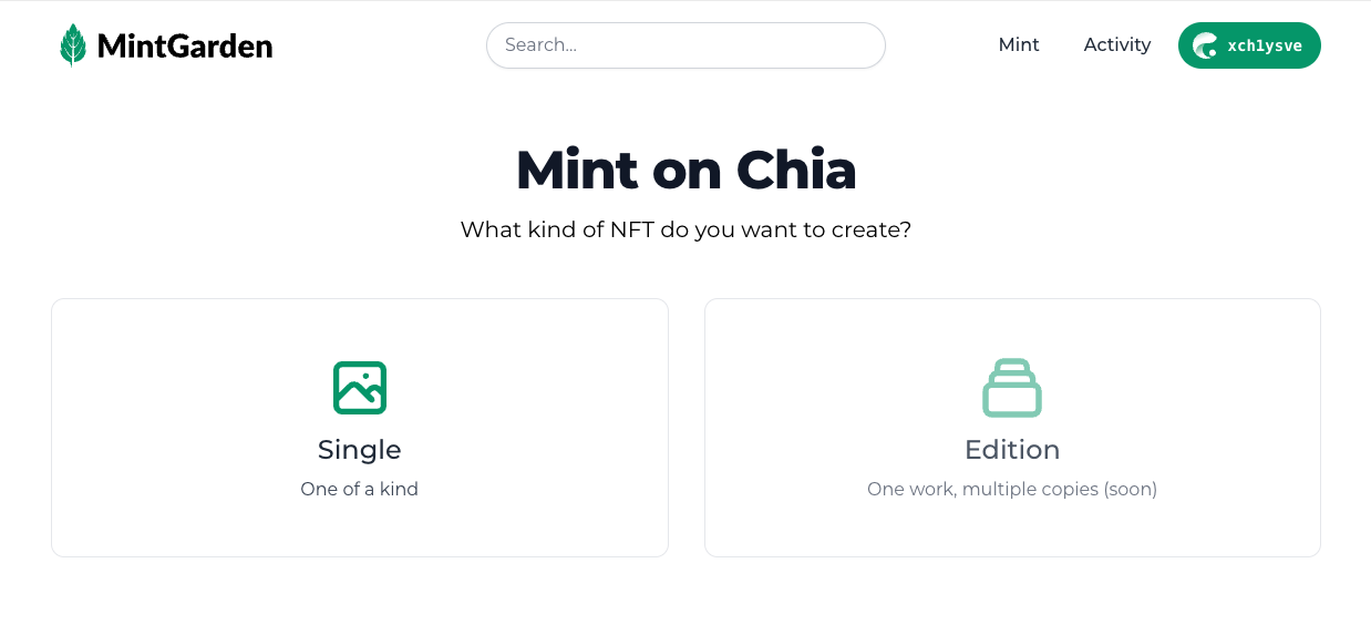 minting type selection