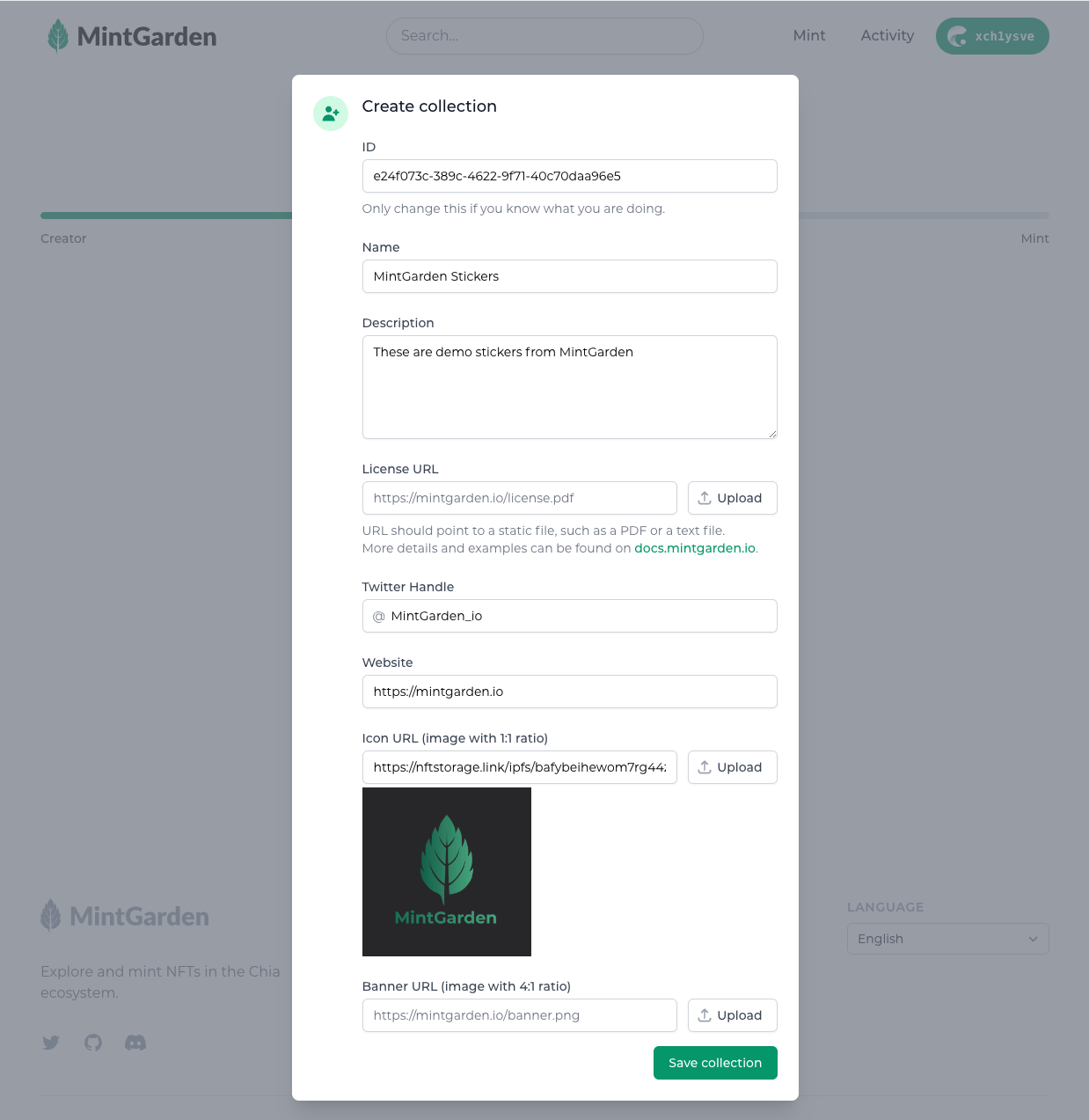 minting collection selection