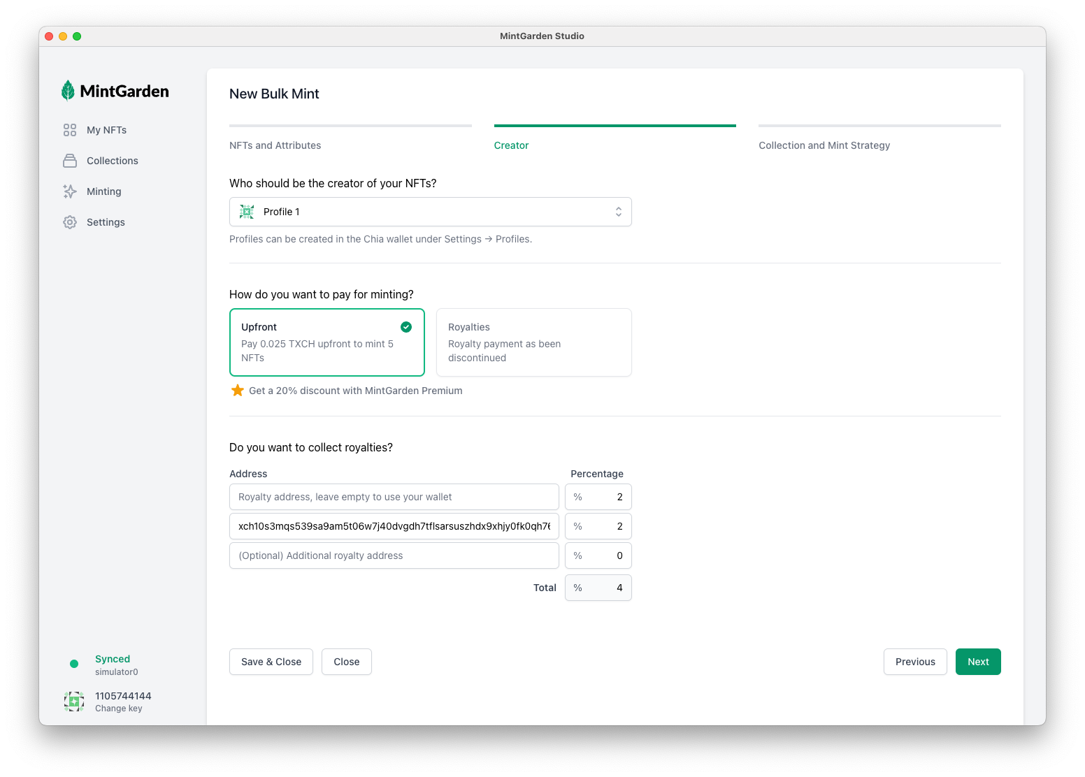 Bulk Minting Wizard Page 2