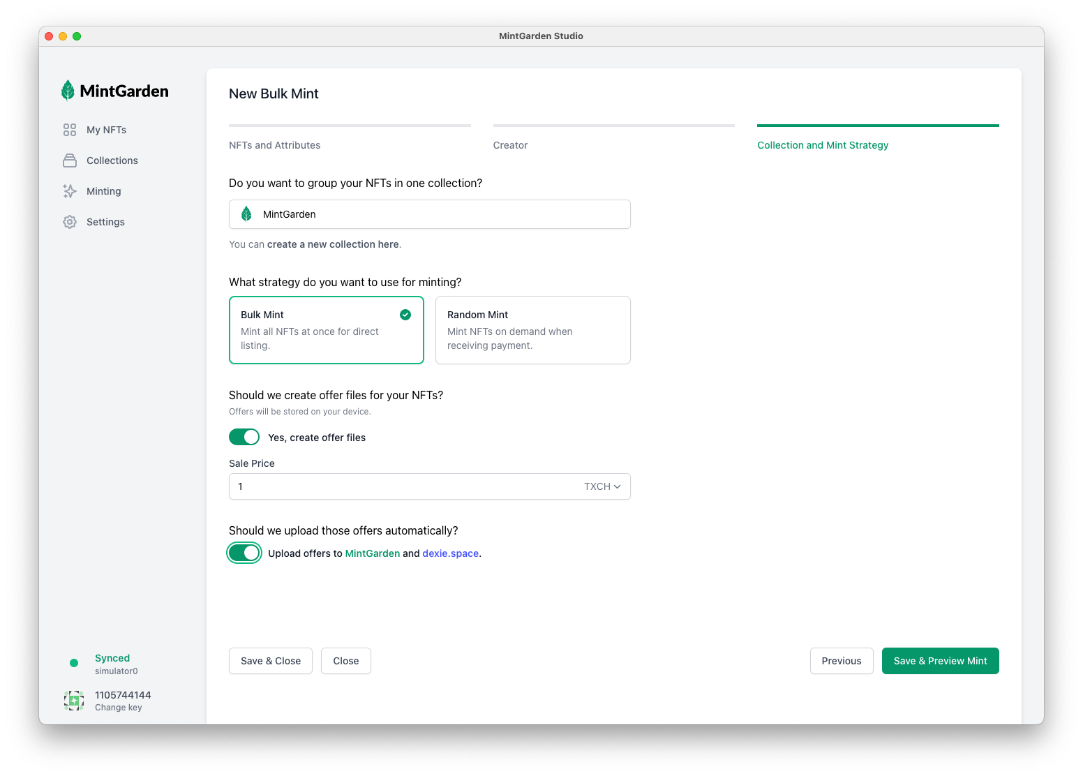 Bulk Minting Wizard Page 3